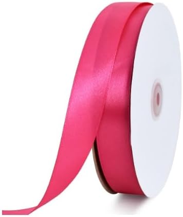 TONIFUL 1 Inch x 100yds Shocking Pink Satin Ribbon, Thin Solid Color Satin - Image 7