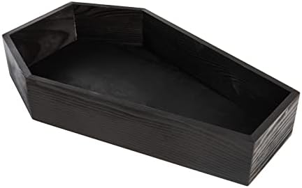 Creative Hobbies Black Painted Wood Coffin Tray - 13.5 Inch Coffin Shaped Serving Tray Box, Great for Candy, Keys, Candles - Perfect Halloween Décor | 13.5" x 8.5"