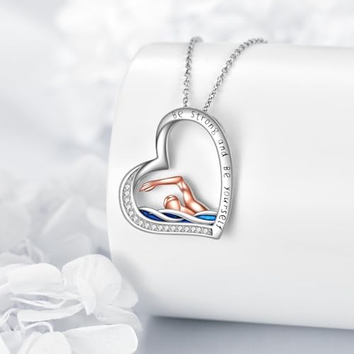 Hancock Sports Necklace Sterling Silver Sports Heart Pendant Hobby Jewelry Gift for Women