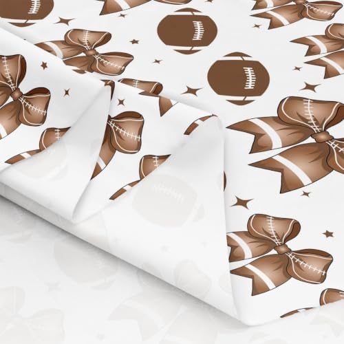 Rugby Bow Upholstery Fabric for Chairs | Modern Ball Print Bowknot DIY Fabric by The Yard for Craft Lovers 181"x63", Sports Ball Game Rugby Football Geometric Bow Tie Quilting Fabric