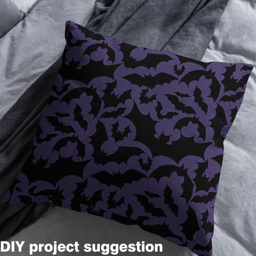 Halloween Fabric by The Yard Black Purple Bat Silhouette Fabrics for Sewing Supplies Wild Bats Decor Gothic Style Fabric for DIY Soft Polyester No Stretch 3 Yards,108" L x 59" W