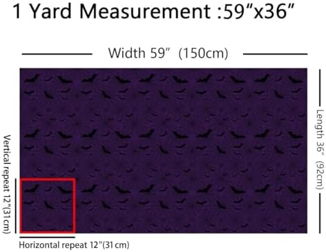Purple Black Spider Web Fabric by The Yard Wild Bat Decor No Stretch Fabric for Sewing Supplies Halloween Gothic Style Soft Polyester for Home DIY Projects 5 Yards Whole Piece,180" L x 59" W