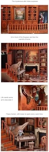 Grimm's Fairy Tale Book Nook Kit - 3D Wooden DIY Miniature Library with LED Lights, Vintage Bookshelf Decor for Adults