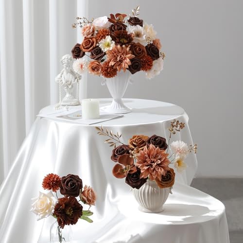 Floweroyal Artificial Flowers Fake Rose Flowers Dahlia with Stems for DIY Wedding Bridal Bouquets, Baby Shower, Floral Arrangement, Table Centerpieces, Home Decorations