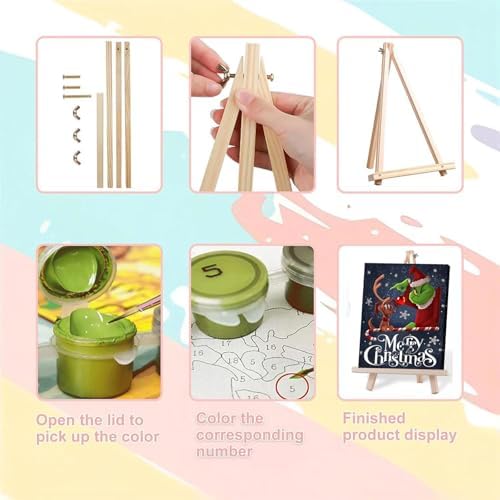 Christmas Paint by Numbers for Adults with Framed Canvas-with Wooden Easel,Paint by Numbers Kits Framed Canvas,DIY Acrylic Oil Painting Kits with Brushes Nice Gift Box for Home Wall Decor(12x16 Inch)