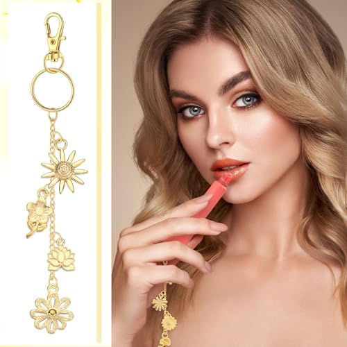 VioraWhite 213 Pcs Gold Keychain Making Kit Summer Bag Charm Kit Lip Gloss Keychain 100 Enamel Charms 32.81 ft Gold Chains for DIY Crafts Women