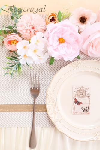 Floweroyal Artificial Flowers Combo Pink Flowers Mix Silk Flowers Roses Peonies with Stems for DIY Wedding Bridal Bouquets, Baby Shower, Floral Arrangement, Table Centerpieces, Home Decorations.