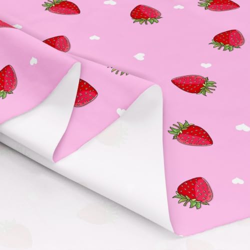 Erosebridal Kawaii Red Strawberry Fabric By the Yard, 5 Yards