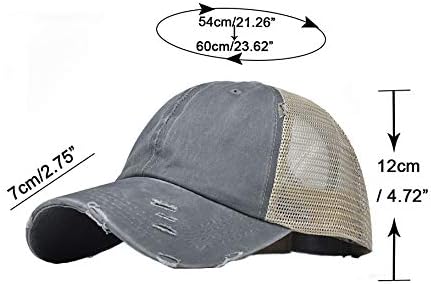 Eohak Distressed Ponytail Hats Baseball for Women Messy-Bun Pony Caps