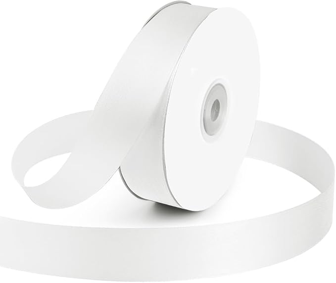 KMER LIFE 1 inch Wide x 50 Yards White Single Faced Polyester Satin Ribbon by KMERLIFE