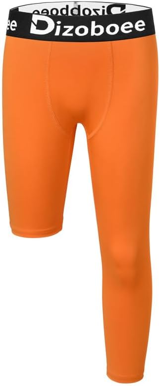 Youth Boys Compression Pants One Leg 3/4 Athletic Leggings for Sports Kids Basketball Tights Football Baseball Pants