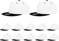 ZH Plain Flat Brim Snapback Baseball Caps Adjustable Blank Baseball Caps Wholesale 12 Pack