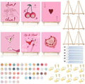 YooNotee 6 Pack Paint by Numbers Kit for Adults Sip and Paint Party 8x8 Inch Canvas with Acrylic Paints Brushes & Easels, Cocktail Wine Cake Floral Themed Painting Set for Girls Night