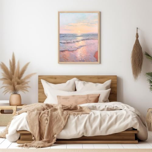 GOUOYANA Paint By Numbers Kit for Adults-Pink Beach Funny Canvas 12x16 Inch