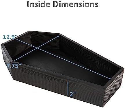 Creative Hobbies Black Painted Wood Coffin Tray - 13.5 Inch Coffin Shaped Serving Tray Box, Great for Candy, Keys, Candles - Perfect Halloween Décor | 13.5" x 8.5" (Pack of 2)
