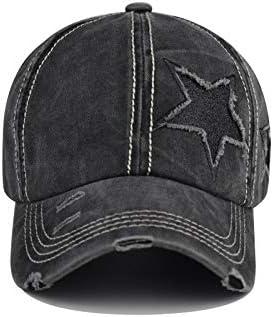 Criss Cross Hat Washed Distressed Baseball Cap Ponytail Hat High Messy Bun Ponycap for Women