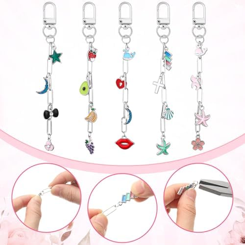 Tondiamo 286 Pcs Silver Keychain Charm Making Kit DIY Bag Charm