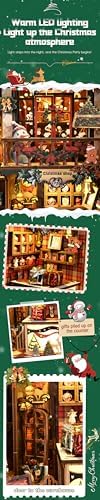 Book Nook LED Music Christmas Book Nook Kit - NEXTIPS 3D Wooden DIY Miniature Store for Shelf Decor