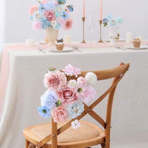 Floweroyal Artificial Flowers Fake Rose Flowers Dahlia with Stems for DIY Wedding Bridal Bouquets, Baby Shower, Floral Arrangement, Table Centerpieces, Home Decorations