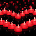 Tea Lights Battery Operated Candles LED Tea Lights Flameless Candles 200+ Hours Flickering Fake Tealights for Sweetest Day Wedding Home Decorations Party (Red Base, 24 Pack)