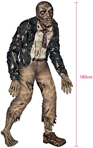 Beistle Jointed Zombie Wall Decoration, 6-Foot Halloween Cardstock Cutout with Posable Limbs, One-Sided Printed Haunted House and Party Decor for Spooky Indoor Scenes
