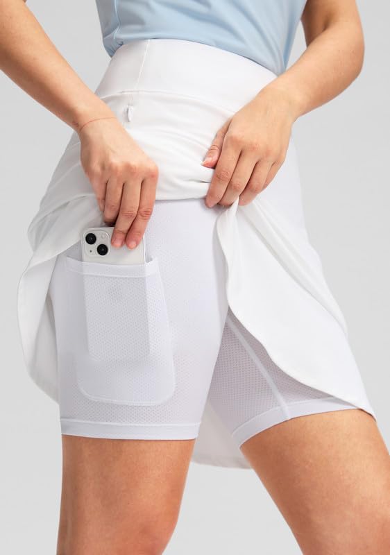 Viodia 20" Knee Length Skorts Skirts for Women with Pockets High Waisted Athletic Tennis Golf Skort for Casual Summer