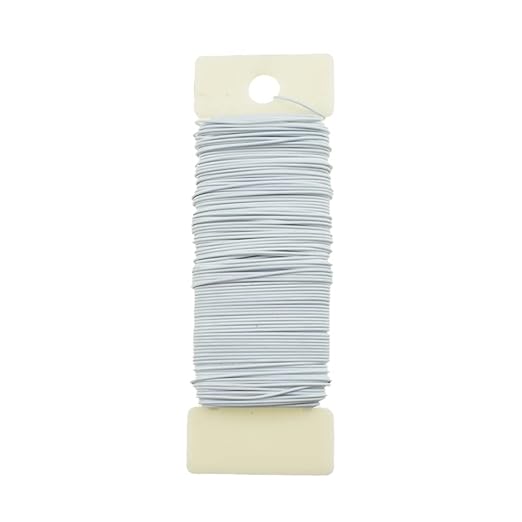HAHIYO 22Gauge White 1Roll Total 38Yards Metal Floral Wire Flexible Paddle Wire by HAHIYO