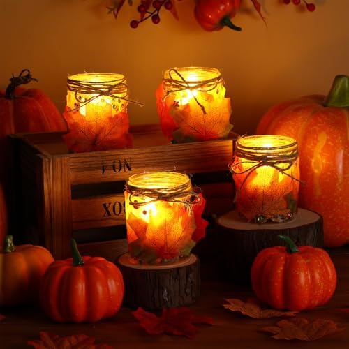 24 Sets Fall Crafts Kits DIY Maple Leaf Mason Jars
