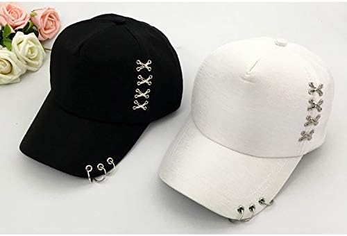 Kpop Hat Ring Baseball-Cap - Suga-Snapback Baseball Cap with Iron Rings (Black) (Medium, Black)