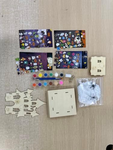 DoubleFill 6 Set Halloween Wooden Castle House Craft Kits, DIY