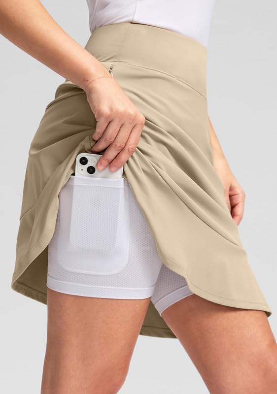 Viodia 20" Knee Length Skorts Skirts for Women with Pockets High Waisted Athletic Tennis Golf Skort for Casual Summer