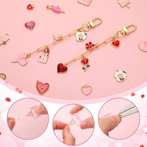 Tondiamo 266 Pcs Galentines Keychain Making Kit DIY Keychain Craft Gift