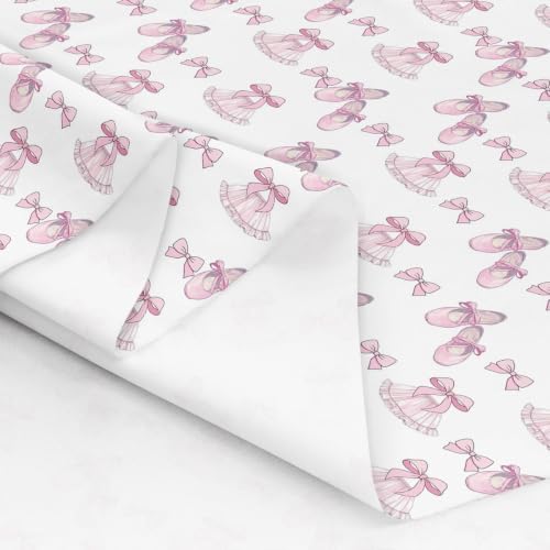 Girls Bow Upholstery Fabric for Chairs | Ribbon Bowknot Ballet Skirt Fabric by The Yard 109"x63", Ballerina Toe Shoe Kawaii Little Ballet Princess Outdoor Fabric