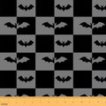 Halloween Bats Fabric by The Yard Cartoon Animal Silhouette No Stretch Fabric for Sewing Supplies Black Grey Checkered Soft Durable Polyester for Home DIY Projects 10 Yards Bolt,360" L x 59" W