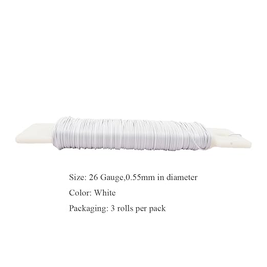 HAHIYO 26Gauge White Metal Floral Wire - Image 2