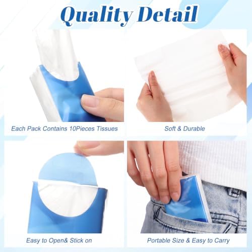 Outus 50 Pack Blue Wave Travel Size Pocket Tissues 400 Sheet Total
