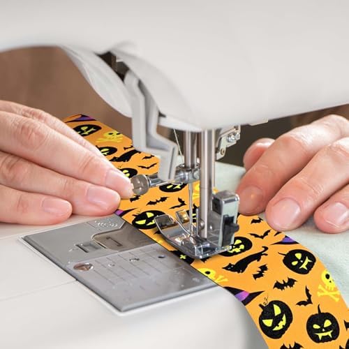 40 Pcs Halloween Fabric Strips Roll for Quilting Crafting 40 x 2.6 Inch Quilting Ghost Skull Pumpkin Candy Spider Bat Precut Patchwork for Sewing DIY Crafts Cotton Fabric Bundles