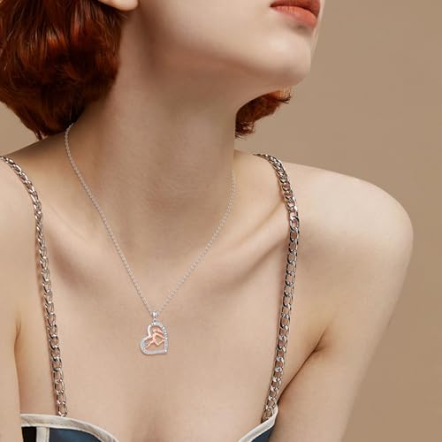 Hancock Sports Necklace Sterling Silver Sports Heart Pendant Hobby Jewelry Gift for Women