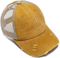 Criss Cross Hat Washed Distressed Baseball Cap Ponytail Hat High Messy Bun Ponycap for Women