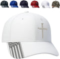 Adjustable Jesus 3 Nail Cross Hat with American Flag