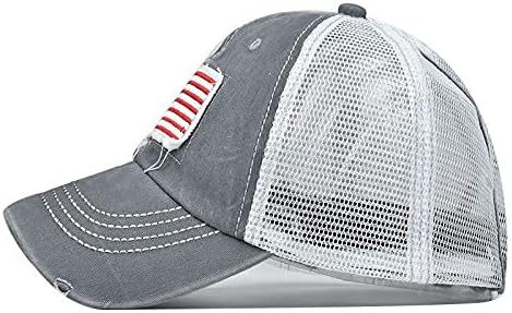 Distressed Ponytail Hat for Women American-Flag Pony Tail Caps High Bun