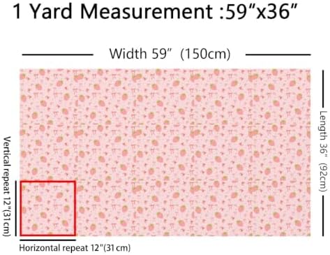 Strawberry Upholstery Fabric for Chairs | Pink Bow Outdoor Fabric by The Yard 72"x63", Princess Silk Ribbon Cute Bowknot Boho Floral Flowers Kawaii DIY Craft Hobby Polyester Fabric
