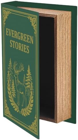 Vintage Book Trinket Box 9.1 x 5.9 x 2 Inch Faux Book Boxes Green Deer Pattern Decorative Storage Organizers for Jewelry Trinket Wedding Keepsake Photos Home Office Bookshelf Decoration