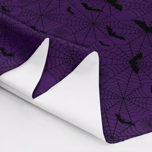 Purple Black Spider Web Fabric by The Yard Wild Bat Decor No Stretch Fabric for Sewing Supplies Halloween Gothic Style Soft Polyester for Home DIY Projects 2 Yards Whole Piece,72" L x 59" W