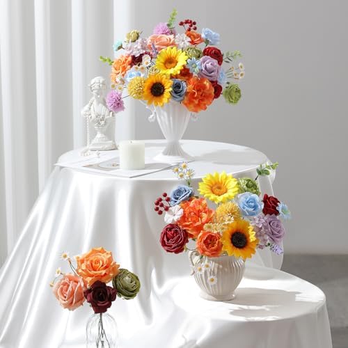 Floweroyal Artificial Flowers Fake Rose Flowers Dahlia with Stems for DIY Wedding Bridal Bouquets, Baby Shower, Floral Arrangement, Table Centerpieces, Home Decorations