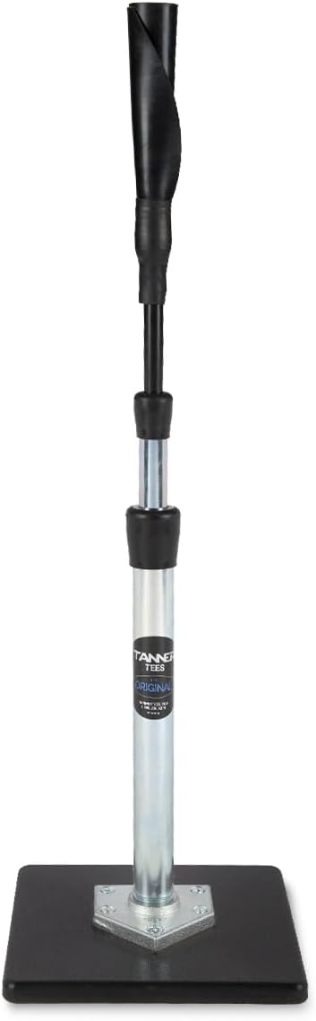 Tanner Tee The Original Batting Tee – Adjustable Pro Hitting Tee for Baseball & Softball, Steel Shaft, Composite Base, Hand-Rolled Rubber Top, 26"-43" Height