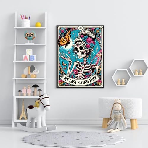 MIRCVSH Skeleton Paint by Numbers for Adults with Framed Canvas-with Wooden Easel,Paint by Number on Canvas,DIY Acrylic Oil Painting Kits with Brushes Nice Gift Box for Home Wall Decor(12x16 Inch)