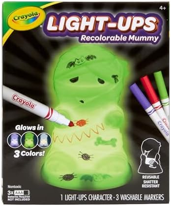 Crayola Light-Ups - Mummy, Reusable Halloween Craft Toy, Glow in The Dark Light Up Mummy, Cute Halloween Decor & Night Light, Gift for Kids, 5+