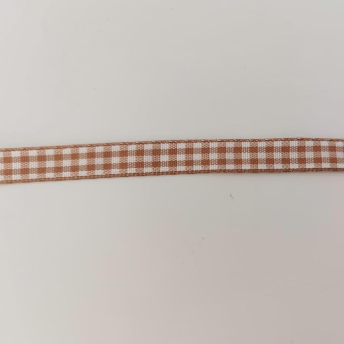 Micomon Khaki and White Woven Edge Plaid Ribbon 100% Polyester Gingham Ribbon - Image 8