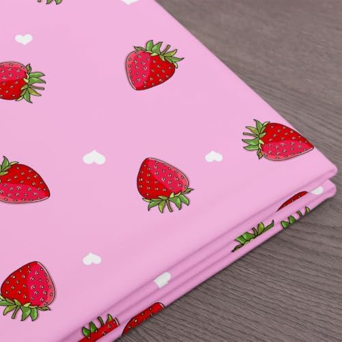 Erosebridal Kawaii Red Strawberry Fabric By the Yard, 2 Yards